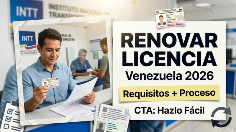 Renovar licencia de conducir en Venezuela 2026 requisitos y proceso actualizado