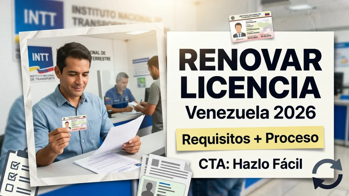 Renovar licencia de conducir en Venezuela 2026 requisitos y proceso actualizado